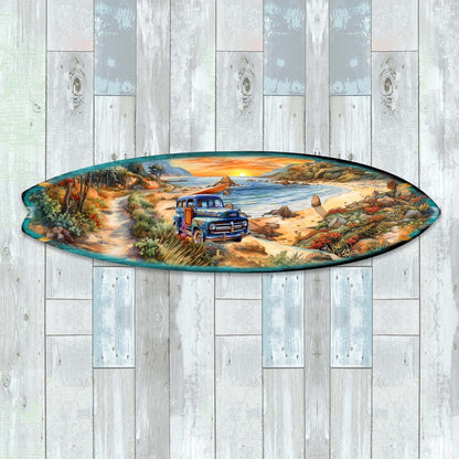 Morning Beach Surfboard Coastal Wall Art by G. DeBrekht - Coastal Holiday Decor - 8490125HS-3