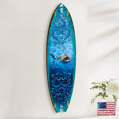 Shark Surfboard Coastal Door Art by G. DeBrekht - Coastal Sea-Life Decor - 8490104HS-1