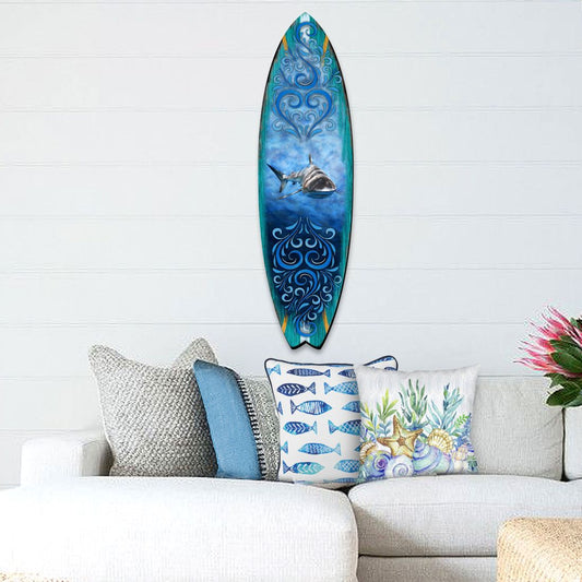 Shark Surfboard Coastal Door Art by G. DeBrekht - Coastal Sea-Life Decor - 8490104HS-0