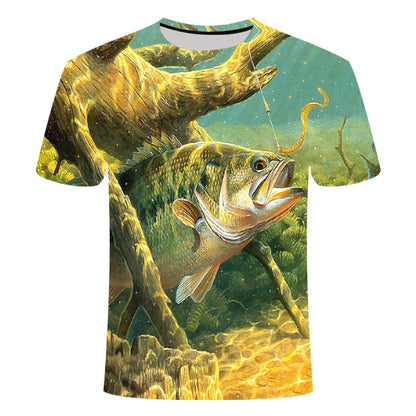 Hd Print Digital Leisure 3d Fish Tshirts Men Fishing T-shirt