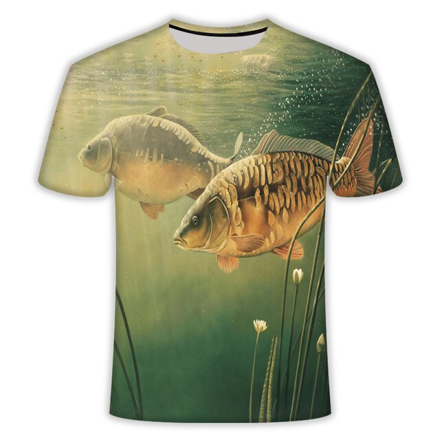 Hd Print Digital Leisure 3d Fish Tshirts Men Fishing T-shirt
