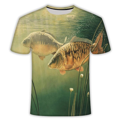Hd Print Digital Leisure 3d Fish Tshirts Men Fishing T-shirt