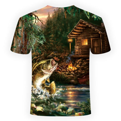 Hd Print Digital Leisure 3d Fish Tshirts Men Fishing T-shirt