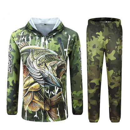 Fishing t Shirts Anti UV Sun Protection Long Sleeve mens Camouflage Fishing Jacket Set Shirt Clothing Clothes Big
